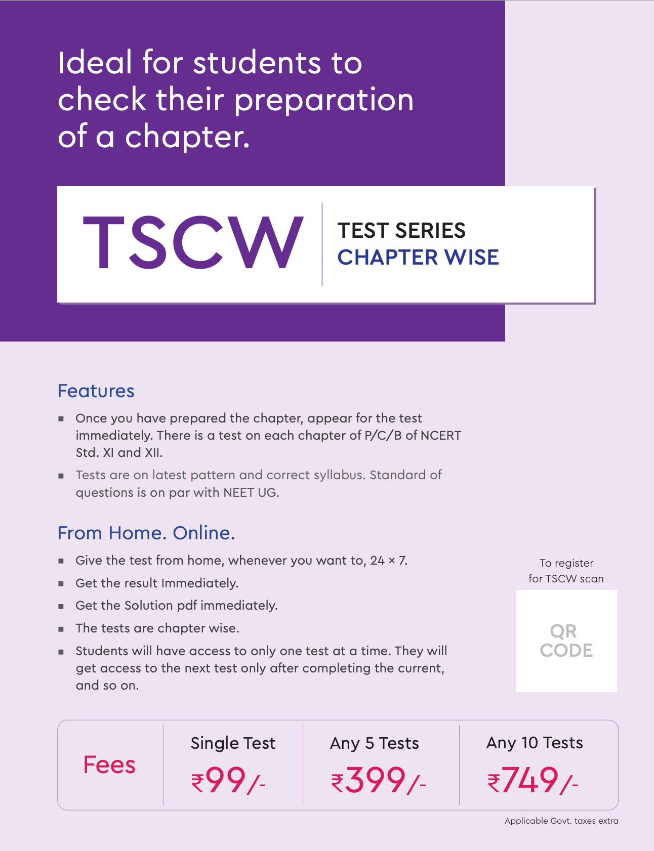 TSCW - TEST SERIES CHAPTER WISE UG 2026 NEET ONLINE