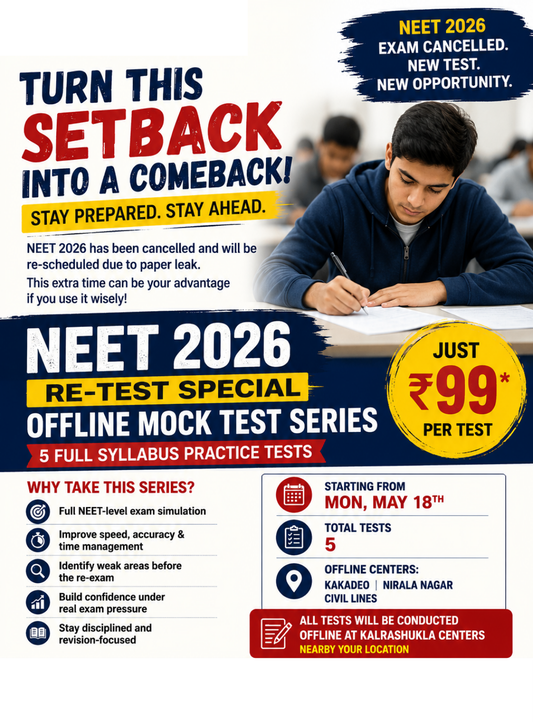 NEET 2026 Re-Test Special: 5 Offline Full Syllabus Mock Tests at Kanpur