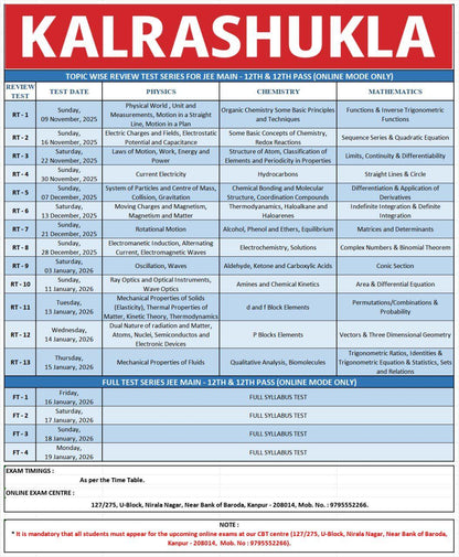 Kanpur Exam Center: JEE MAIN Review Tests & Full Tests